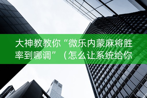 大神教教你“微乐内蒙麻将胜率到哪调”（怎么让系统给你发好牌)