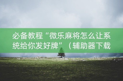 必备教程“微乐麻将怎么让系统给你发好牌”（辅助器下载)