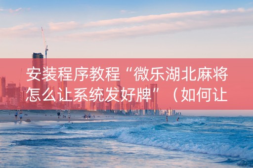 安装程序教程“微乐湖北麻将怎么让系统发好牌”（如何让系统发好牌)