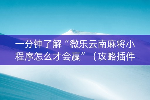 一分钟了解“微乐云南麻将小程序怎么才会赢”(攻略插件) 一分钟了解“微乐云南麻将小程序怎么才会赢”(攻略插件)