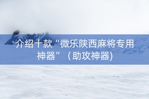 介绍十款“微乐陕西麻将专用神器”（助攻神器)