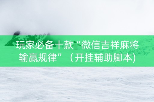 玩家必备十款“微信吉祥麻将输赢规律”（开挂辅助脚本)