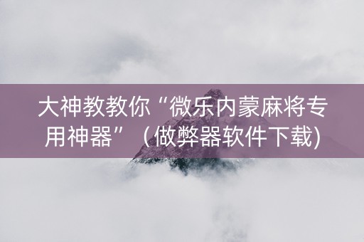大神教教你“微乐内蒙麻将专用神器”（做弊器软件下载)