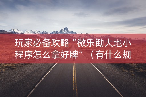 玩家必备攻略“微乐锄大地小程序怎么拿好牌”（有什么规律)