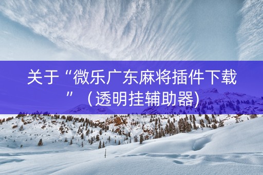 关于“微乐广东麻将插件下载”（透明挂辅助器)