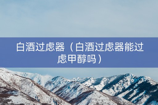 白酒过虑器（白酒过虑器能过虑甲醇吗）