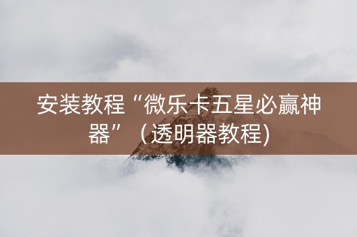安装教程“微乐卡五星必赢神器”（透明器教程)