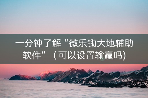一分钟了解“微乐锄大地辅助软件”（可以设置输赢吗)