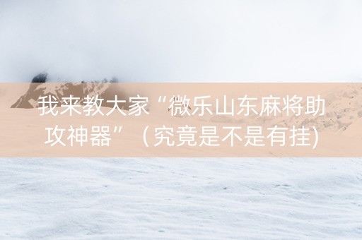 我来教大家“微乐山东麻将助攻神器”（究竟是不是有挂)