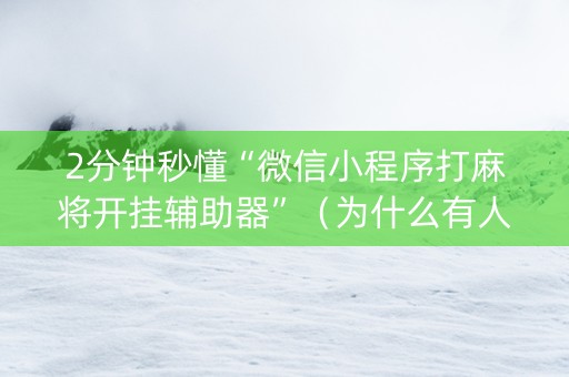 2分钟秒懂“微信小程序打麻将开挂辅助器”（为什么有人一直赢)