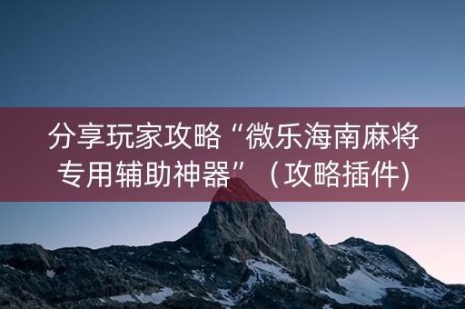 分享玩家攻略“微乐海南麻将专用辅助神器”（攻略插件)