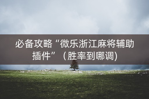 必备攻略“微乐浙江麻将辅助插件”（胜率到哪调)