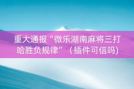 重大通报“微乐湖南麻将三打哈胜负规律”（插件可信吗)