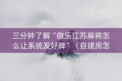 三分钟了解“微乐江苏麻将怎么让系统发好牌”（自建房怎么赢)