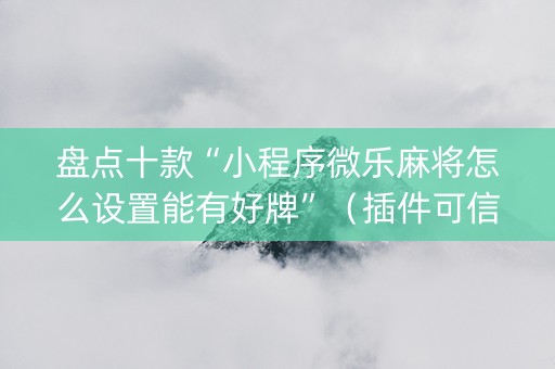 盘点十款“小程序微乐麻将怎么设置能有好牌”（插件可信吗)