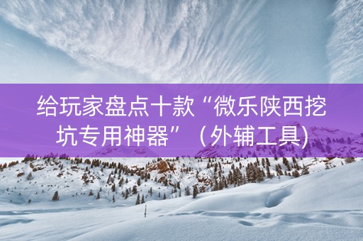 给玩家盘点十款“微乐陕西挖坑专用神器”（外辅工具)