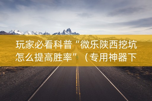 玩家必看科普“微乐陕西挖坑怎么提高胜率”（专用神器下载)