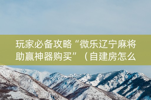 玩家必备攻略“微乐辽宁麻将助赢神器购买”（自建房怎么赢)
