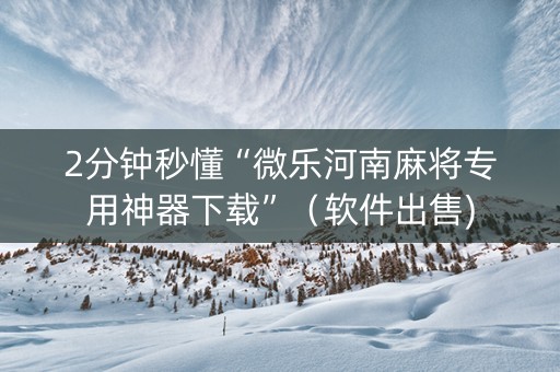 2分钟秒懂“微乐河南麻将专用神器下载”（软件出售)