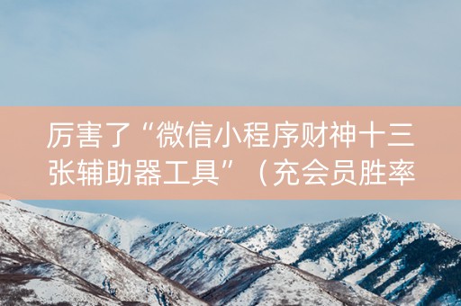 厉害了“微信小程序财神十三张辅助器工具”（充会员胜率高)