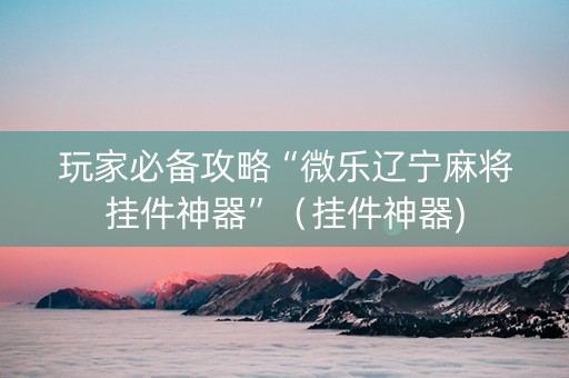 玩家必备攻略“微乐辽宁麻将挂件神器”（挂件神器)