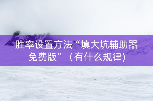 胜率设置方法“填大坑辅助器免费版”（有什么规律)