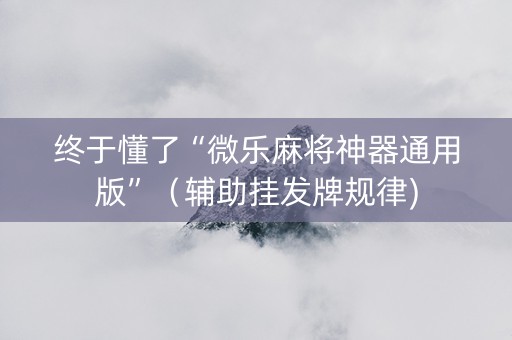 终于懂了“微乐麻将神器通用版”（辅助挂发牌规律)