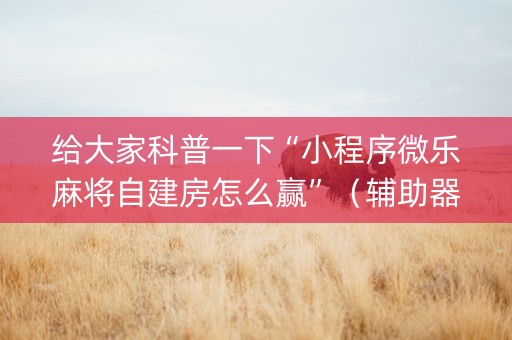 给大家科普一下“小程序微乐麻将自建房怎么赢”（辅助器插件)