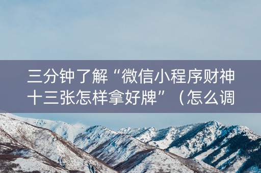 三分钟了解“微信小程序财神十三张怎样拿好牌”（怎么调胜率)