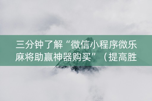 三分钟了解“微信小程序微乐麻将助赢神器购买”（提高胜率技巧)