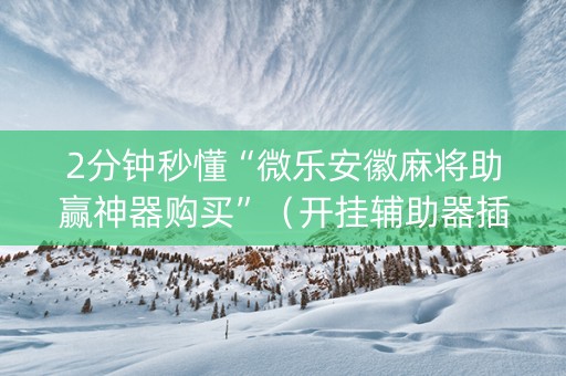 2分钟秒懂“微乐安徽麻将助赢神器购买”（开挂辅助器插件)