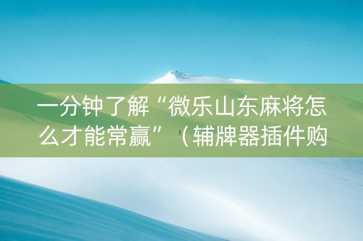 一分钟了解“微乐山东麻将怎么才能常赢”（辅牌器插件购买)