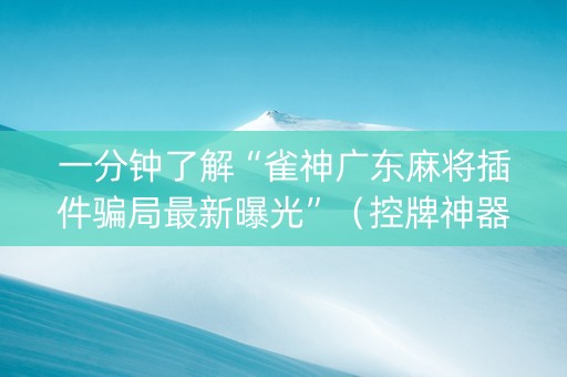 一分钟了解“雀神广东麻将插件骗局最新曝光”（控牌神器)