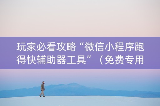 玩家必看攻略“微信小程序跑得快辅助器工具”（免费专用神器)