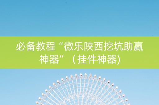 必备教程“微乐陕西挖坑助赢神器”（挂件神器)