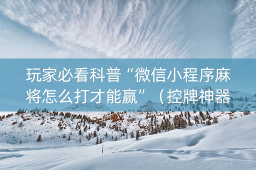 玩家必看科普“微信小程序麻将怎么打才能赢”（控牌神器)