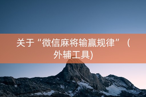 关于“微信麻将输赢规律”（外辅工具)