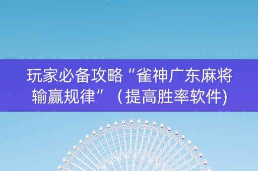 玩家必备攻略“雀神广东麻将输赢规律”（提高胜率软件)
