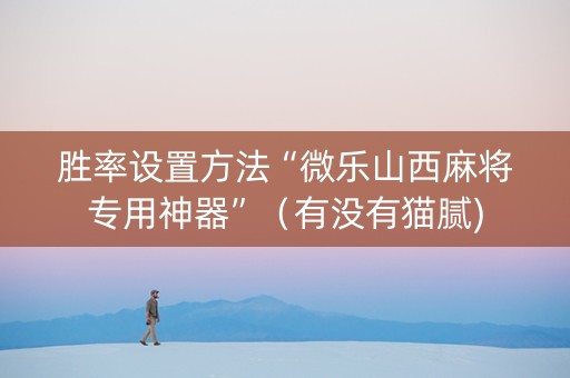 胜率设置方法“微乐山西麻将专用神器”（有没有猫腻)