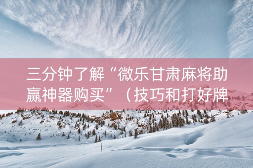 三分钟了解“微乐甘肃麻将助赢神器购买”（技巧和打好牌方法)