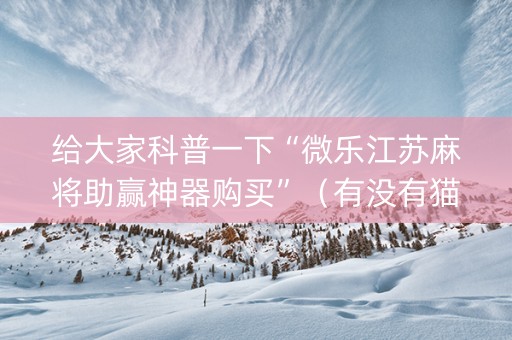 给大家科普一下“微乐江苏麻将助赢神器购买”（有没有猫腻)
