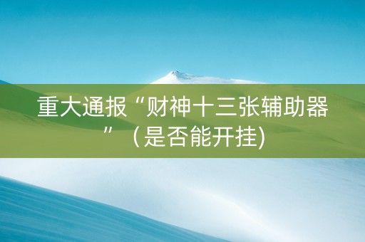 重大通报“财神十三张辅助器”（是否能开挂)