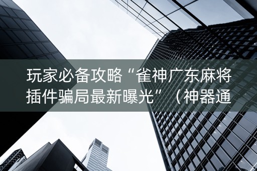 玩家必备攻略“雀神广东麻将插件骗局最新曝光”（神器通用版)