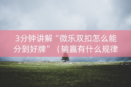 3分钟讲解“微乐双扣怎么能分到好牌”（输赢有什么规律)