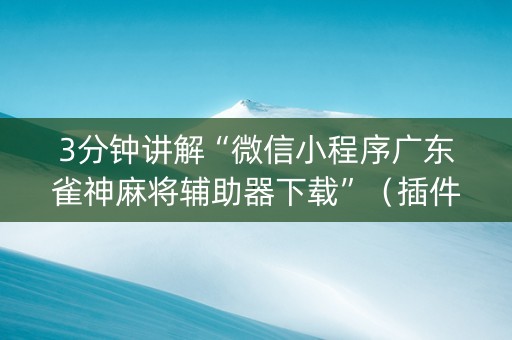 3分钟讲解“微信小程序广东雀神麻将辅助器下载”（插件开挂免费AI)