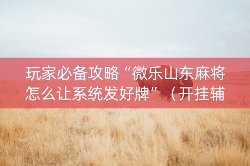 玩家必备攻略“微乐山东麻将怎么让系统发好牌”（开挂辅助脚本)