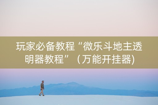 玩家必备教程“微乐斗地主透明器教程”（万能开挂器)