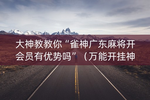 大神教教你“雀神广东麻将开会员有优势吗”（万能开挂神器)