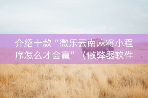 介绍十款“微乐云南麻将小程序怎么才会赢”（做弊器软件下载)