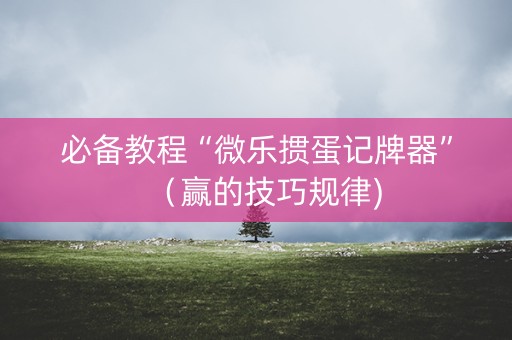 必备教程“微乐掼蛋记牌器”（赢的技巧规律)